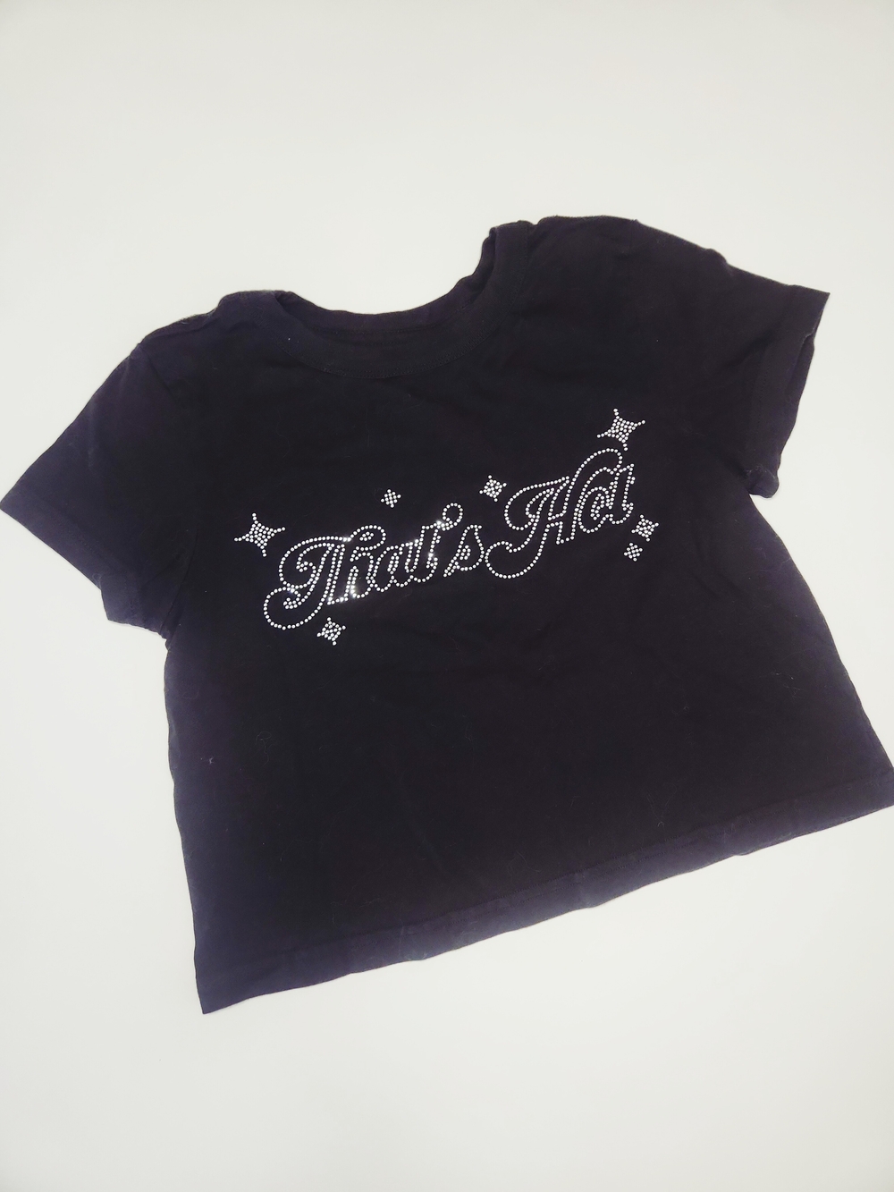 Paris Hilton That's Hot Rhinestone Crop T-Shirt Black Medium